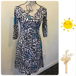 Leopard pattern with cute floral print dress