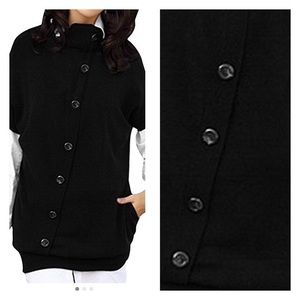 Short Sleeve Korean Style Tunic - Black - M - EUC