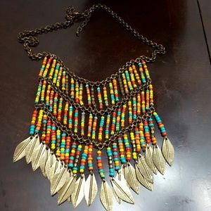 Beaded Feather Fashion Necklace