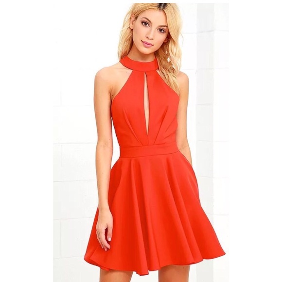 Lulus Dresses & Skirts - Coral red party skater dress