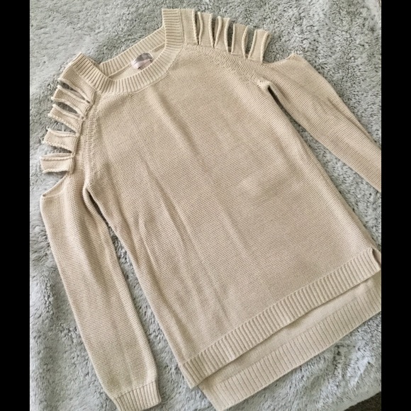 Nude sweater with cut outs