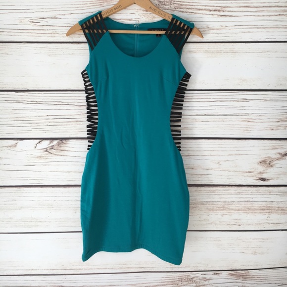 BLQ.MKT Teal Dress with Cutouts - Picture 1 of 4