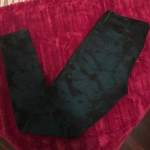 Dark teal and black tie dye skinny jeans