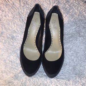 Coach suede black heels. Used once.