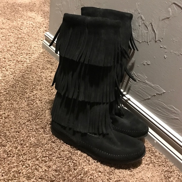 Minnetonka leather fringe boots
