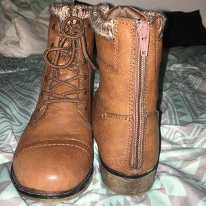 Brown combat boots
