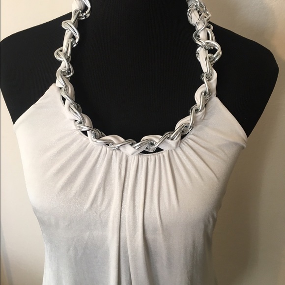 White Bebe halter dress - Picture 2 of 3