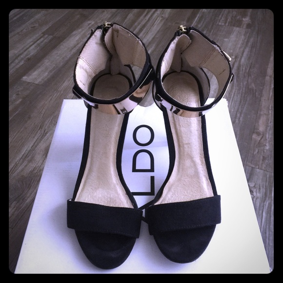 Aldo Black Ankle Strap Heels