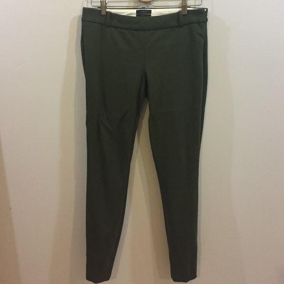 Olive green, wool-blend trousers