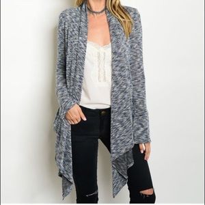 Charcoal Blue Ivory Cardigan