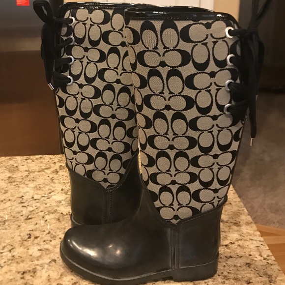 Coach tie up rain boots