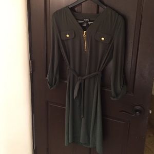 Green Tunic dress with Gorgeous Gold button detail