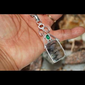 handmade & handcrafted gemstone jewelry Jewelry - Dense Moss Agate Pendant 2 1/2" handmade & handcrafted gemstone jewelry Jewelry - Dense Moss Agate Pendant 2 1/2"