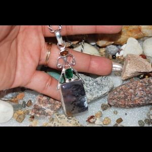 handmade & handcrafted gemstone jewelry Jewelry - Dense Moss Agate Pendant 2 1/2" handmade & handcrafted gemstone jewelry Jewelry - Dense Moss Agate Pendant 2 1/2"