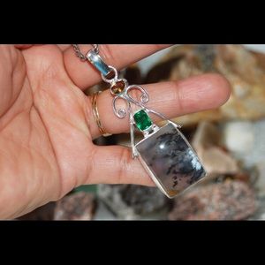 handmade & handcrafted gemstone jewelry Jewelry - Dense Moss Agate Pendant 2 1/2" handmade & handcrafted gemstone jewelry Jewelry - Dense Moss Agate Pendant 2 1/2"