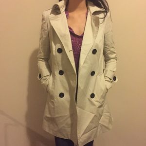 Tan Trench Coat with Removable Hood