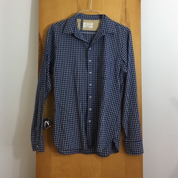 rag & bone blue plaid check button front shirt