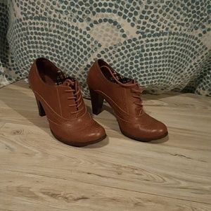 Brown lace up booties size 8