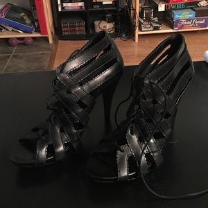 Leather Strappy/Caged Party Heels