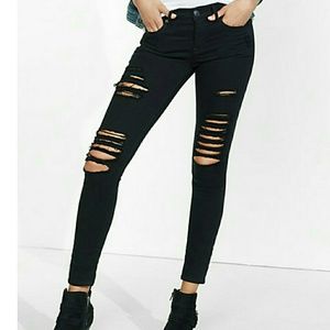 Black distressed Express Jeans