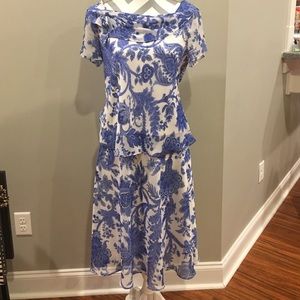 Blue paisley Shirt and skirt set