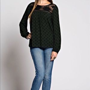 Crochet inserted printed top