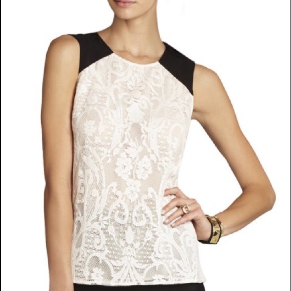 BCBG Sleeveless Lace Top