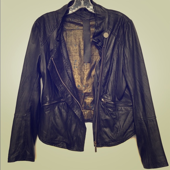 Washed Leather Hooded Moto Jacket