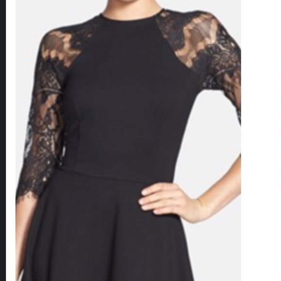 ❌SOLD❌✨NEW✨Black Lace Panel Fit and Flare Dress - Picture 2 of 3
