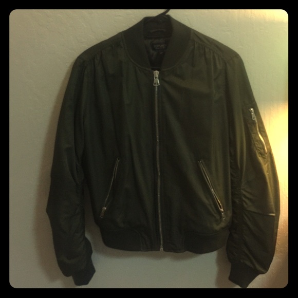 Topshop MA1 BOMBER Jacket in Olive