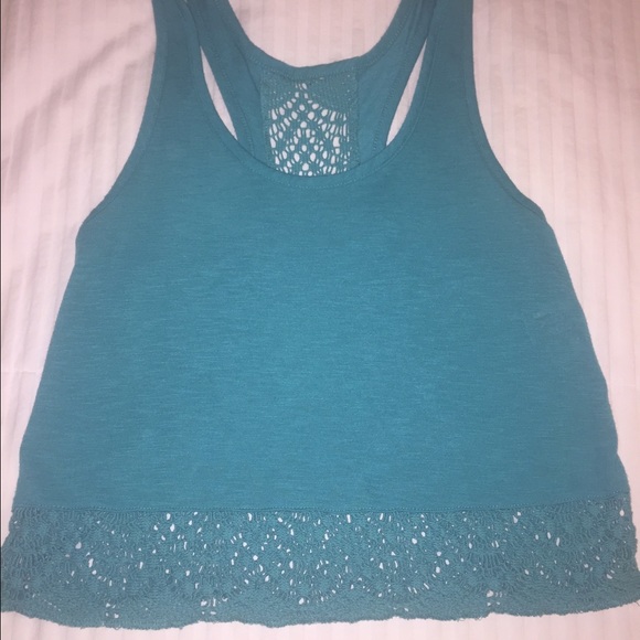 Teal crocheted ROXY tank top