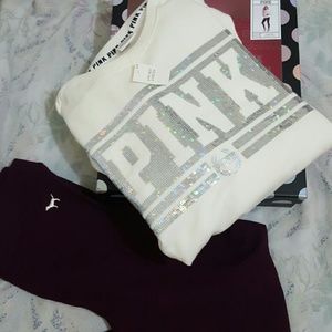 VS Pink campus crew & legging set