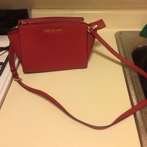 Michael Kors medium red Selma crossbody