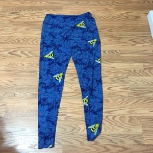 Lularoe Tall Curvy Blue Floral Bumble Bee Pants