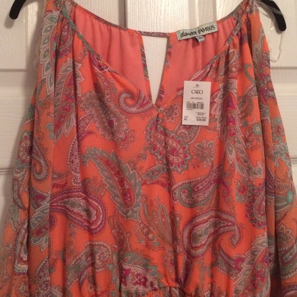 Paisley dress in peach and aqua