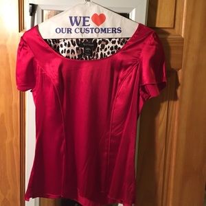White House Black Market Red Silk Shirt