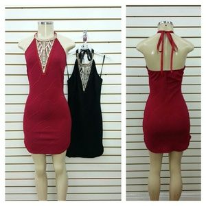 Jeweled Halter Dress