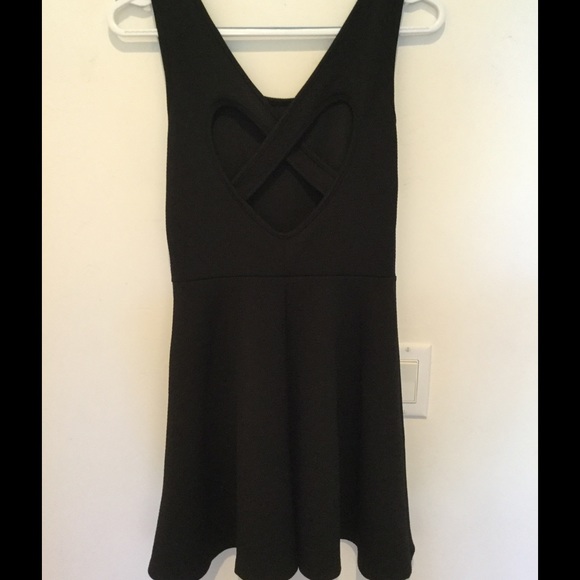 Black skater dress with criss-cross cutout on back - Picture 2 of 5