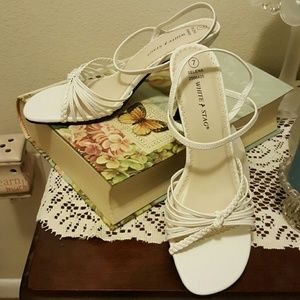 White open toe heels sandals 7M