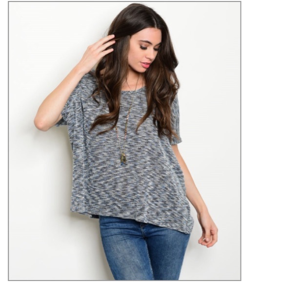 ❌S LEFT❌NEW Blue/black/cream slub top w open back - Picture 3 of 3