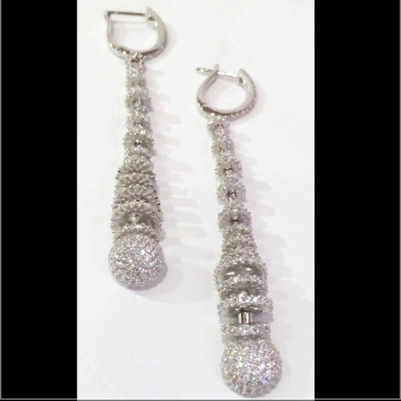 Sterling Silver Earrings with CZ - Picture 2 of 2