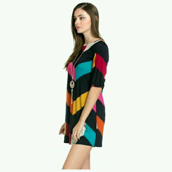 CHEVRON SHIFT DRESS - Picture 2 of 4
