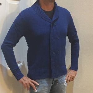 NWT 100% cotton knit sweater with collar dark blue