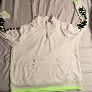 Pink quarter zip, lime green