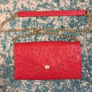 Rebecca Minkoff red ostrich envelope purse