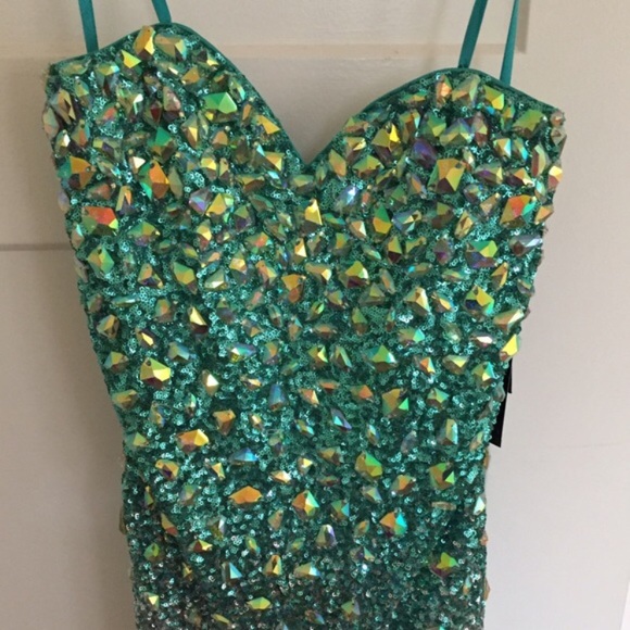 Rhinestone Prom Dress La Femme NWT sequins - Picture 4 of 6