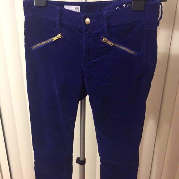 Blue velvet skinny jeans