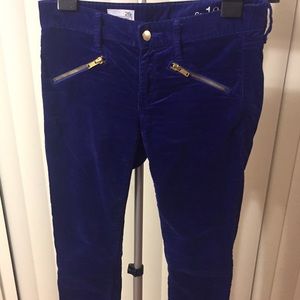 Blue velvet skinny jeans