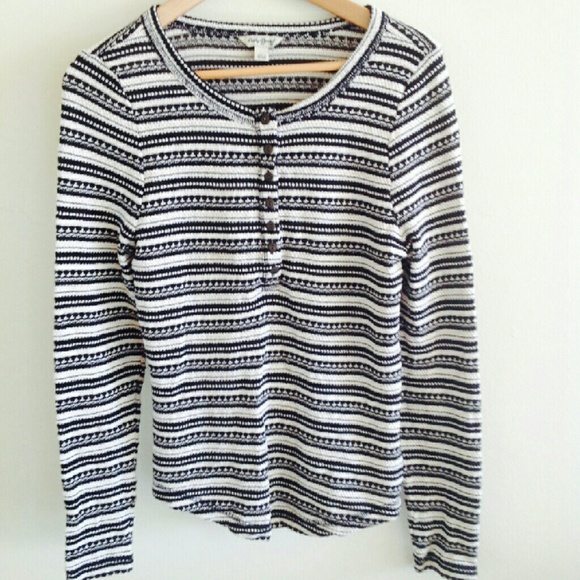 Lucky Brand  Striped Scoop Neck Thermal