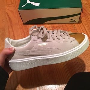 Women's Puma Suede Gold Tip Platform Sneakers